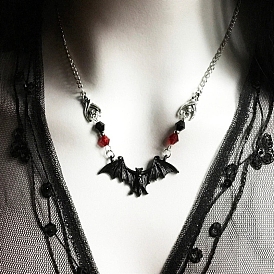 Halloween Alloy Pendant Necklaces, Bat