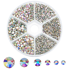 6 Cabujones de cristal con parte trasera plana y diamantes de imitación, espalda plateada, facetados, semicírculo, crystal ab