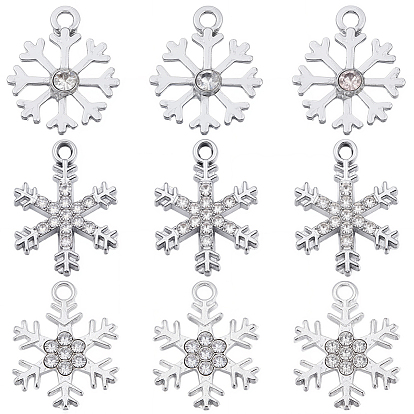 36шт 3 стили подвески со стразами из сплава, прелести снежинки