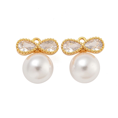 Латуни циркония кубической подвески, с пластмассовой жемчужиной abs, бантом