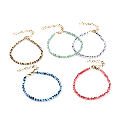 Вышитый бисером браслеты, с гальваническим стеклом и бисером, латунные обжимные бусины и застежки из лобстера