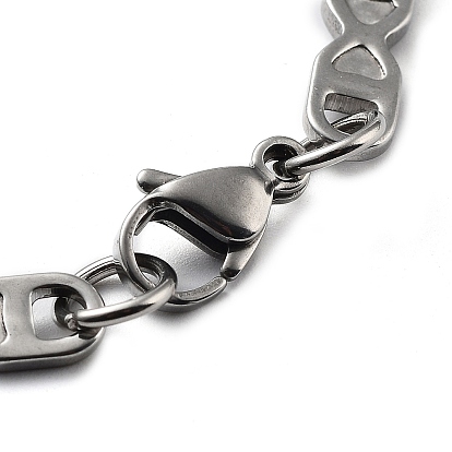 304 Stainless Steel Oval with Heart Link Chain Bracelet