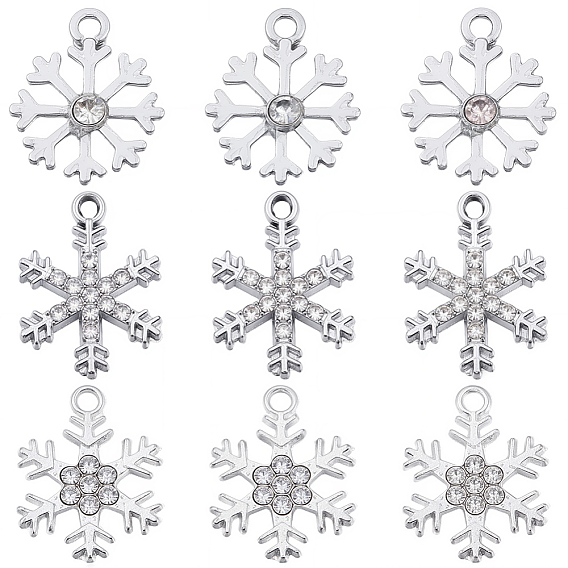 36шт 3 стили подвески со стразами из сплава, прелести снежинки