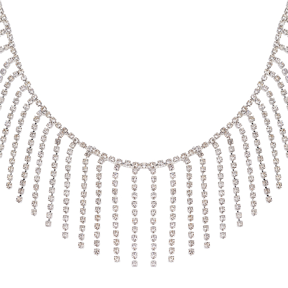 1 Yard 5cm Tassel Chain, Wedding Dress Decorative Rhinestone Cup Chains and 1Pc Cardboard Display Card