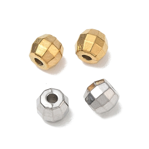 304 Stainless Steel Beads, Faceted, Barrel