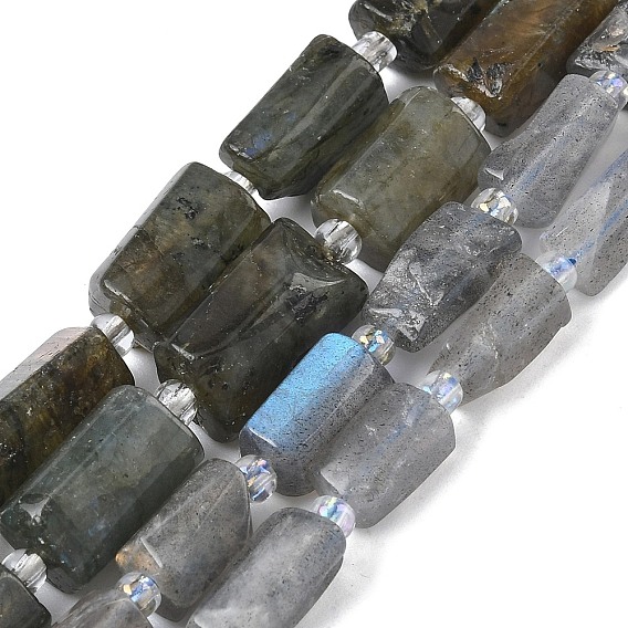 Природные лабрадорита бисер нитей, граненые, колонка, с бисером