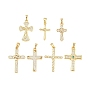 Латунные микропаве прозрачные подвески с фианитом, без кадмия и без свинца, крест прелести