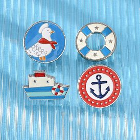 Эмалевые значки на тему морского путешествия, броши из платинового сплава для одежды рюкзака, плоско-круглые