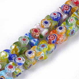 Millefiori Lampwork Beads Strands, Heart