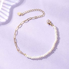 Латунные скрепки браслеты, женские браслеты из бисера из натурального культивированного пресноводного жемчуга, картофель