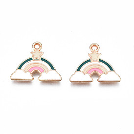 Alloy Enamel Pendants, Cadmium Free & Lead Free, Rainbow