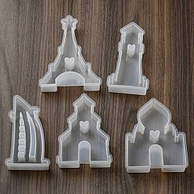 Torre Eiffel/reloj/castillo/decoración del edificio molde de silicona diy, moldes de resina, para resina uv, fabricación artesanal de resina epoxi