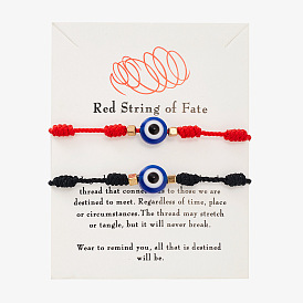 Bohemian Style 7-Piece Blue Eye Paper Card Bracelet Set with Devil's Eye Couple Braided Bracelet Kit
