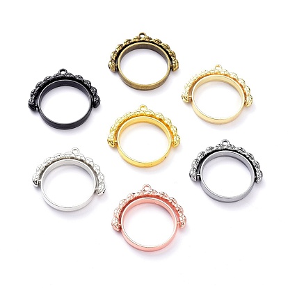 Alloy Open Back Bezel Pendants, Rotating Pendants, for DIY UV Resin, Epoxy Resin, Pressed Flower Jewelry, Ring