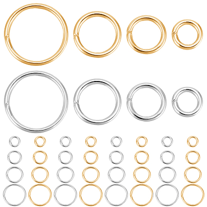 600шт 8 стили 304 открытые соединительные кольца из нержавеющей стали, круглые кольца, металлические разъемы для поделок ювелирных изделий и брелков
