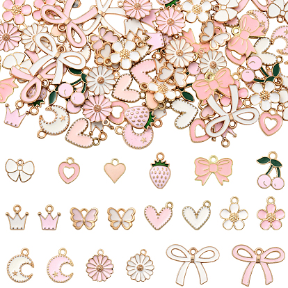 80 шт 20 стили подвески из сплава эмали, смешанные формы, золотые, без кадмия и без свинца