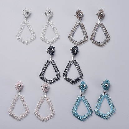 Electroplate Glass Faceted Beads Ear Studs, with 304 Stainless Steel Stud Earring Findings, Wire Pendants, Hoop Earring Findings and Ear Nuts, Earring Backs