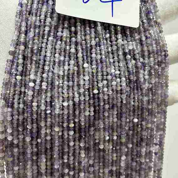 Граненые натуральные аметистовые бусы, рондель, граненые