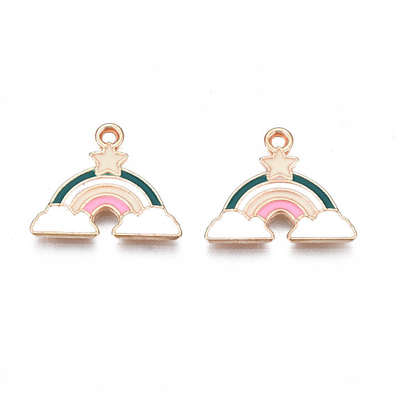 Alloy Enamel Pendants, Cadmium Free & Lead Free, Rainbow