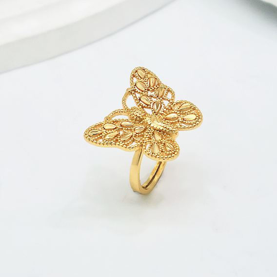 Регулируемые латунные кольца для женщин, полый бабочки