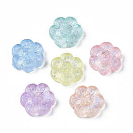 Transparent Acrylic Beads, Glitter Powder, Flower