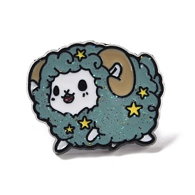 Sheep Enamel Pin, Animal Alloy Badge for Backpack Clothing, Electrophoresis Black