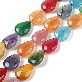 Natural Agate Beads Strands, Dyed & Heated, Teardrop