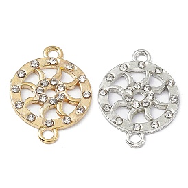 Alloy Crystal Rhinestone Connector Charms, Flat Round Wheel Links