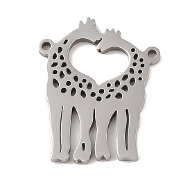 201 Stainless Steel Pendants, Giraffe with Heart Charm