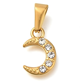 Ионное покрытие (ip) 304 подвески из нержавеющей стали со стразами, форма луны