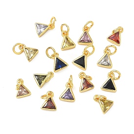 Латунные микро проложить кубического циркония подвески, треугольник прелести, реальный 18 k позолоченный