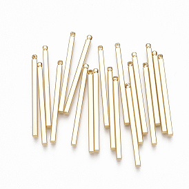 Pendentifs en laiton, cuboïde, réel 18 k plaqué or, sans nickel