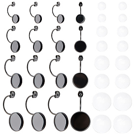 Kit de fabricación de aretes de bricolaje, incluyendo 32 piezas 8 cabujones de vidrio transparente estilo, 304 tuercas del oído de acero inoxidable