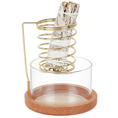 Räuchergefäßhalter aus Glas, Zinklegierung und Walnussholz, Heimbüro Teehaus Zen buddhistische Lieferungen