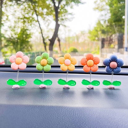Cute Plastic Spring Flower Ornament, for Car Interior Center Console Decorations