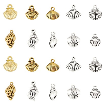 Tibetan Style Alloy Charms/Pendants, Shell Shape