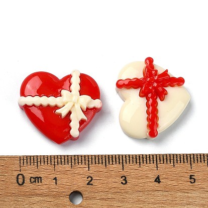 Valentine's Day Opaque Resin Decoden Cabochons, Heart with Bowknot