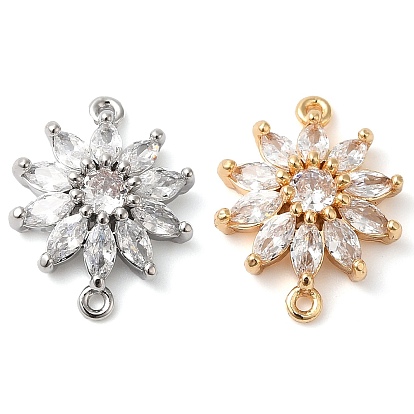 Латунные подвески из прозрачного кубического циркония, без кадмия, без никеля и без свинца, цветок ссылки