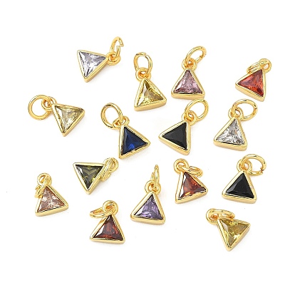 Латунные микро проложить кубического циркония подвески, треугольник прелести, реальный 18 k позолоченный