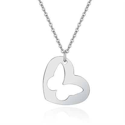 Stainless Steel Pendant Necklaces, with Cable Chains, Stainless Steel Color