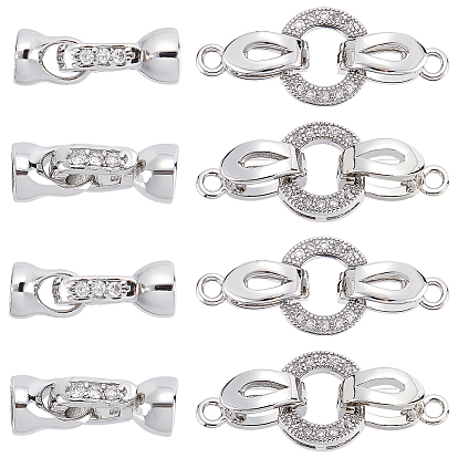 8 наборы 2 стили латунь микропаве кубический цирконий складные застежки