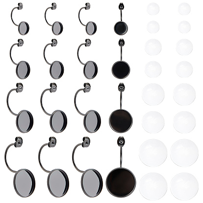 Kit de fabricación de aretes de bricolaje, incluyendo 32 piezas 8 cabujones de vidrio transparente estilo, 304 tuercas del oído de acero inoxidable