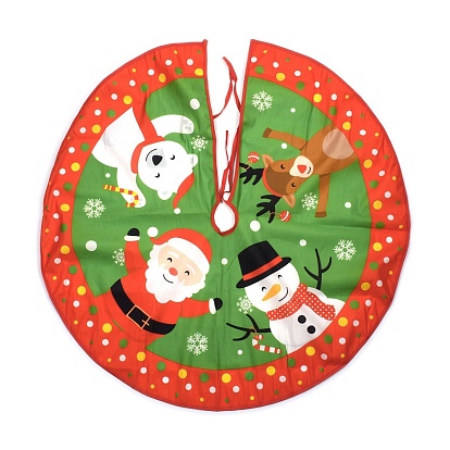Falda de árbol de navidad de poliéster, con cintas, para la decoración de fiestas navideñas