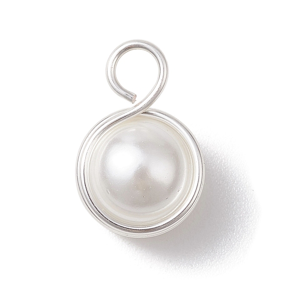 Подвески из круглой медной проволоки с ракушками и жемчугом, белые