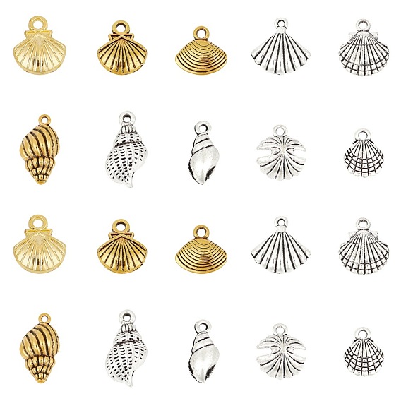 Tibetan Style Alloy Charms/Pendants, Shell Shape