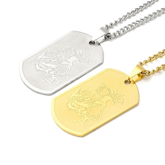 201 прямоугольные цепочки из нержавеющей стали с подвеской в виде дракона для женщин