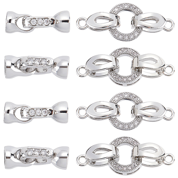 8 наборы 2 стили латунь микропаве кубический цирконий складные застежки