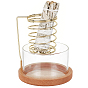 Glass & Zinc Alloy & Walnut Wood Incense Burner Holder, Home Office Teahouse Zen Buddhist Supplies