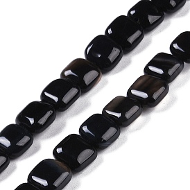 Natural Black Agate Beads Strands, Square