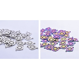 201 Stainless Steel Connector Charms, Flat Round Compass Links